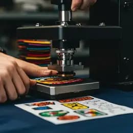 Heat press applying custom patch