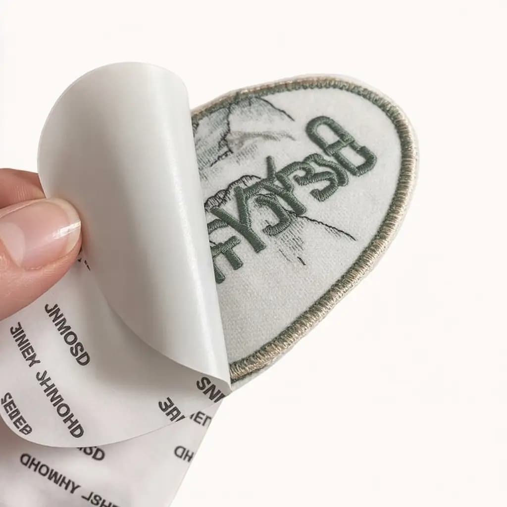 Hand peeling backing from an adhesive patch