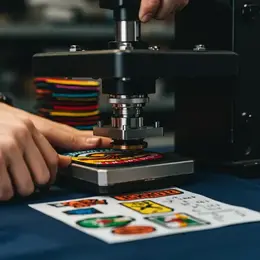 Heat press applying custom patch